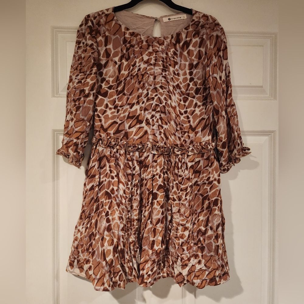 The Impeccable Pig brown and tan flowey mini dress L